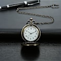 Miniatyrbilde 2 av 5: Retro Blomster Openwork Deksel Kvarts Lommeur med Kjede Halvjeger Lommeur for Kvinner med Eske, til Morsdag