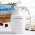 Miniatyrbilde 2 av 5: Morsom Granat Krus - Frokostkopp, Kaffe og Te i Keramikk - Kopp i Form av en Granat med Deksel - Original og Morsom Gaveidé (Hvit) White