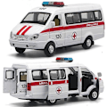 Pikkukuva 2 / 5: Uusi seosvetävä 1:32 ambulanssipakettiauto, pelastusajoneuvolelut, lasten pakettiautolelut, simulaatioääni ja valo Leikkiautot red