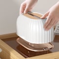 Miniatyrbild 3 av 5: Servettförvaringslåda, randig servettlåda skrivbordsförvaring för servetter dekorativ behållare för servetter servetthållare (elegant vit)