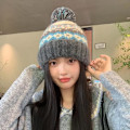 Miniatyrbilde 2 av 5: Strikket Beanie-lue for Kvinner Trendy Varm Strikket Lue Høst Vinter Fuzzy Kaldt Værs Beanies Utendørs Dame Skallelue, Grå