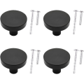 Pikkukuva 1 / 5: 4 kpl pyöreät kaapin nupit 30mm pyöreät kaapin nupit pyöreät mattamustat kaapin nupit mattamustat laatikon nupit kiinnitysruuveilla (musta) Black