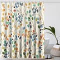 Blommig Duschdraperi för Badrum Färgglada Löv Drapering Badrumsinredning Set Med Draperikrokar