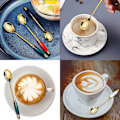 Miniatyrbillede 4 af 5: 4 stk. Latte skeer, rustfrit stål guld lang håndtag skeer kaffeske teske dessertske, egnet til kaffe, te