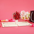 Miniatyrbillede 3 af 4: 3D Pop-up Valentinsdagskort, 3D Blomsterkort Rose Bouquet Gratulationskort med Kuvert til Valentinsdag Bryllup Mors Dag (5,9 x 5,9 Tommer)