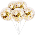 Miniatyrbilde 3 av 5: Lys Blå HAPPY BIRTHDAY Banner med 5 stk Gull Konfetti Ballonger
