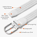 Miniatyrbilde 4 av 5: Herrebelte, elastisk flettet belte unisex menn kvinner flettet elastisk stretch vevd belte 33mm(1,25\") hvit