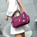Miniatyrbild 3 av 4: Modeväska i Vattentätt Nylon för Kvinnor, Enkelsidig Axelväska, Crossbody Väska, Handväska, Messenger Väska (Svart) red