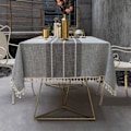 Miniatyrbillede 1 af 5: Simple Modern Stripes Dugdugdug Dugdugdug Bomuldslinned Elegant Dugdugdug Vaskbart Dugdugdug (Grå Striber, Rektangulær/Oval, 140x180cm) 55×170inch