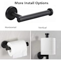 Pikkukuva 2 / 5: WC-paperirullan pidike pyyhekoukku, seinään kiinnitettävä WC-paperiteline, 2 kappaletta klassisia ruostumattomasta teräksestä valmistettuja kylpyhuoneen tarvikkeita, mattamusta