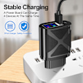 Miniatyrbillede 2 af 5: 4-Port Oplader til Enheder, Rejse Opladerhoved, 2.4A, Hurtig Opladning, EU, US, UK, 48W, 3 USB + PD