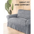 Miniatyrbillede 3 af 5: Loveseat Betræk 1 Del til 2-Pude Sofa med Skørt, Holdbar Vaskbar Høj Elastisk Strækbar (2-Sæders, Grå)