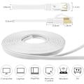 Miniatyrbillede 4 af 5: 10m fladt Ethernet-kabel, Cat7-netværkskabel med forgyldt RJ45, kompatibel med Cat6/Cat5, fiber Ethernet-kabel, til router, switch-modem (hvid)