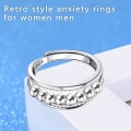 Miniatyrbillede 4 af 5: Angst Ring, Sølv Angst Spinner Ring Bånd Justerbare Ringe, Sølvbelagt Stressaflastningsgaver til Angstlindring Retro Solid Smykker