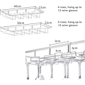 Miniatyrbillede 2 af 5: Hængende glasophæng, metal vinkophæng, glasopbevaring under skabsmontering (4 rækker, sort)