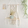 Miniatyrbild 3 av 5: Boho väggmonterad hylla i trä, väggdekoration, bohemisk macramé väggdekoration, hyllor för vardagsrum