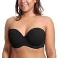 Miniatyrbild 1 av 5: Kvinnors axelbandslös bh push up för större byst multiway bygel slät bandeau bh（svart，80C） 80C