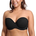 Miniatyrbild 1 av 5: Kvinnors axelbandslös bh push up för större byst multiway bygel slät bandeau bh（Svart，80D） 80D