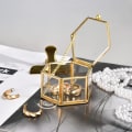 Miniatyrbillede 3 af 5: Ringboks ringboks glas smykkeskrin geometrisk opbevaring ringe øreringe kæder til stue bryllup gold