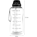 Miniatyrbild 2 av 5: 2L Vattenflaska Med Sugrör & Läckagesäker Flipplock, 2000ml Vattenflaska BPA-Fri Med Tidsmarkör Transparent