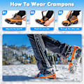 Miniatyrbillede 4 af 4: Issnegreb til sko og støvler, 24 pigge trækkraft klamper Anti Slip isspik klamper Crampons, rustfrit stål sikkerhed til vinterklatring vandringXL XL