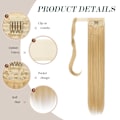 Miniatyrbilde 3 av 5: Langt Wrap Around Ponytail Extension, Rett Syntetisk Hår Extension Golden brown