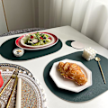 Miniatyrbild 4 av 4: 4-pack 43,5*30cm Blå Ovala Underlägg Syntetiskt Läder