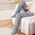 Miniatyrbilde 3 av 5: Overknees Fuzzy Sokker Vinter Plysj Lange Beinskjolders Myke Toesko Strømper Kvinner Jenter Jul Hjem Sovesokker, Grå