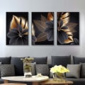 Miniatyrbillede 2 af 4: Piece Canvas Wall Art Tropisk Kunst Sort Guld Blade Plakater og Prints Botanisk Vægindretning Malerier Vægindretning Soveværelse Minimalistisk Plakat 50*70cm