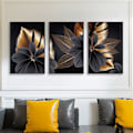 Pikkukuva 3 / 4: Piece Canvas Wall Art Tropical Art Black Gold Leaves Posters and Prints Botanical  Wall Decor Paintings Wall Decor Bedroom Minimalist Poster 30*40cm