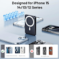 Miniatyrbillede 3 af 5: Powerbank 8000mAh, Magnetisk Eksternt Batteri, Trådløs Bærbar Oplader Hurtig Opladning PD 22.5W LED Display USB-C Powerbank til iPhone 15/14/13/12/Pro