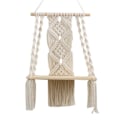Miniatyrbild 1 av 5: Boho väggmonterad hylla i trä, väggdekoration, bohemisk macramé väggdekoration, hyllor för vardagsrum