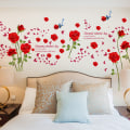 Miniatyrbillede 3 af 5: Røde roser blomster vægklistermærker hjem indretning romantisk pige bryllup værelse indretning aftagelige vinyl klistermærker kunst plakater