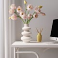 Miniatyrbillede 1 af 5: Moderne keramiske vaser, INS nordisk stil vase til tørrede blomster, TRE lag blomster vase Boho boligindretning til midtpunkt bryllup/fest/gaver
