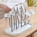 Miniatyrbilde 3 av 5: Tørkestativ for tåteflasker med avtakbart dryppbrett, tørkestativ for babyflasker, ideelt for flasker, smokker, kopper, gjenbrukbare tilbehør til tåteflaskeholdere (grå)