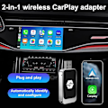 Miniatyrbillede 2 af 5: 2-i-1 Trådløs CarPlay Adapter til CarPlay/Android Auto, Trådløs CarPlay Adapter til Android 11 og Nyere Versioner af iPhone iOS 10, til Køretøjer