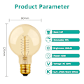 Miniatyrbillede 5 af 5: G80 Dæmpbar 40W Varm Hvid 2700K, AC 220V, Retro Glødepære Dekorationspærer E27 Spiral Wolfram Filament Lampe(2 Pakke)