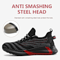Miniatyrbillede 2 af 5: Sikkerhedssko til kvinder, lette sneakers med stålspidsbeskyttelse, åndbare arbejdssko 37 EU Red 37 EU