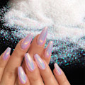 Miniatyrbild 3 av 5: 12 rutnät nagelglitterpulver, 3D gnistrande nagelkonst färgglad glänsande glitter sjöjungfru spegeleffekt pärlpuder regnbåge neon nagelpulver regnbågsglitter