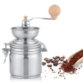 Miniatyrbillede 3 af 5: Manuel kaffekværn, rustfrit stål + keramisk sølv kaffekværn krydderinødder kværn håndværktøj med ergonomisk træhåndtag (sølv)