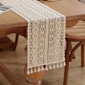 Miniatyrbillede 1 af 4: Hæklet Blonder Bordløber, 10x48 Tommer Boho Bomulds Bordløbere med Kvaster, Rustik Landlig Borddekoration, 10*48 Tommer