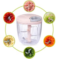 Miniatyrbild 5 av 5: 900ml Grönsaksskärare Multifunktionell Hög Hastighet Frukt Twist Strimlare Manuell Kött Hackare Vitlöksskärare Kök Enkelt, Rosa