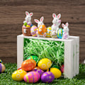 Miniatyrbild 2 av 5: Påskhare Ägg med Ordet Påsk Dekoration i Harts Dekoration 4 Kaniner & Ägg Bordsprydnad Påsk Figur