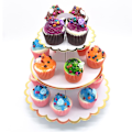 Miniatyrbild 3 av 5: 3-vånings cupcake-ställ i kartong, engångsställ för cupcakes, vit White