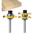 Miniatyrbillede 1 af 5: 8MM skaft Matched Tongue and Groove Cutter Set 3 tænder T-formet træskærer Trimning Træbearbejdningsværktøj