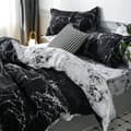 Sängkläder 200x200cm marmorlook svart vit modern sängklädesset 200*200cm