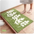 Miniatyrbilde 5 av 5: Sklisikker badematte, 40 x 60 cm grønt blad baderomsgulvmatte supermyk og vannabsorberende, maskinvaskbar mikrofiber baderomsmatte 3D leaves