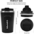 Miniatyrbillede 3 af 5: Kaffe Kop, 380ml Vakuum Genanvendelig Lækagesikker Dobbelt Væg Kaffe Kop, Isolering Rustfrit Stål Miljøvenlig Krus (Sort) Black