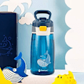 Miniatyrbild 2 av 5: Barnens vattenflaska med sugrör, återanvändbar dricksflaska för skolan, BPA-fri, läcksäker, 480 ml, blå, val Blue
