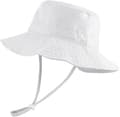 Solhatt för småbarn, unisex, bred brätte, för utomhusbruk, simning, strand, pool, justerbar, vit